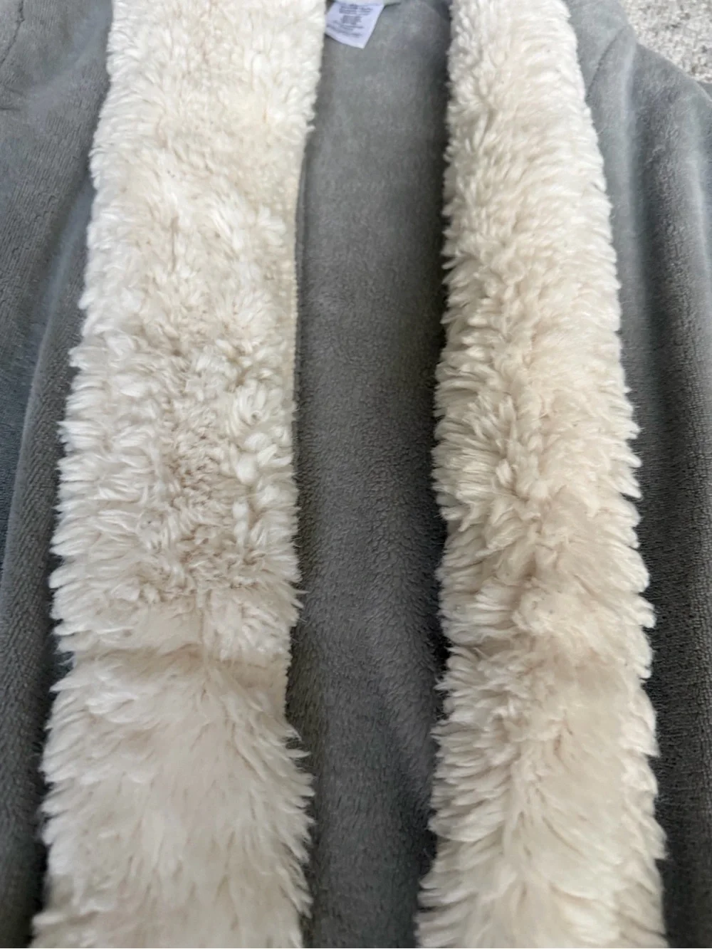 Pottery Barn Teen Hooded Gray Robe with Cream Sherpa Trim